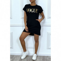 Robe T-shirt "Vogue" noir à poches