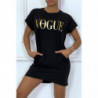 Robe T-shirt "Vogue" noir à poches