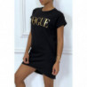 Robe T-shirt "Vogue" noir à poches