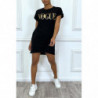 Robe T-shirt "Vogue" noir à poches