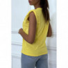 T-shirt jaune en coton avec épaulettes et écriture BOSS Lady