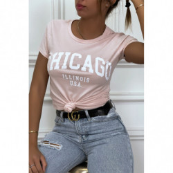 T-shirt rose en coton avec...