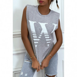 T-shirt gris avec...