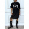 Long tee-shirt noir oversize bimatiére avec ecriture