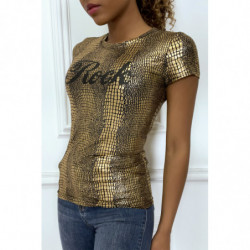 T-shirt doré "Rock" effet serpent