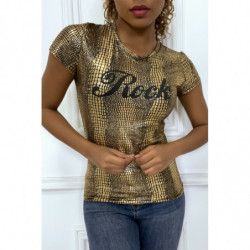 T-shirt doré "Rock" effet...