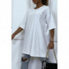 Tee-shirt oversize blanc tendance avec dessin en coton