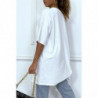 Tee-shirt oversize blanc tendance avec dessin en coton