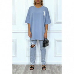 Tee-shirt oversize bleu...