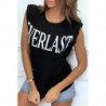 Tee-shirt sans manches noir avec épaulettes, écriture "everlast"