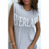 Tee-shirt sans manches gris avec épaulettes, écriture "everlast"