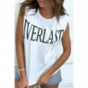 Tee-shirt sans manches blanc avec épaulettes, écriture "everlast"