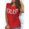 Tee-shirt sans manches rouge avec épaulettes, écriture "everlast"