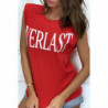 Tee-shirt sans manches rouge avec épaulettes, écriture "everlast"