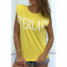 Tee-shirt sans manches jaune avec épaulettes, écriture "everlast"