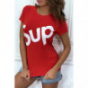 T-shirt écriture "sup" rouge manches courtes