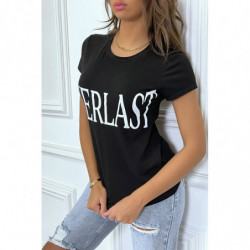 T-shirt basique noir col rond inscription "Everlast"