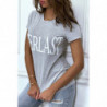 T-shirt basique gris col rond inscription "Everlast"