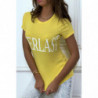 T-shirt basique jaune col rond inscription "Everlast"