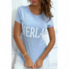 T-shirt basique turquoise col rond inscription "Everlast"