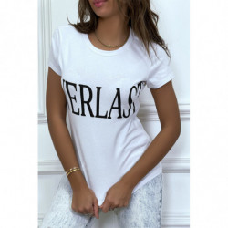 T-shirt basique blanc col rond inscription "Everlast"