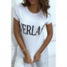 T-shirt basique blanc col rond inscription "Everlast"