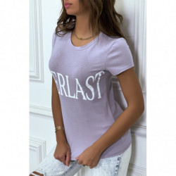 T-shirt basique lila col rond inscription "Everlast"