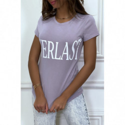 T-shirt basique lila col rond inscription "Everlast"