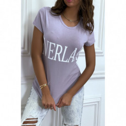 T-shirt basique lila col rond inscription "Everlast"