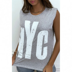 Tee-shirt sans manches gris...