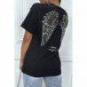 Tee-shirt noir oversize avec écriture et dessins en strass