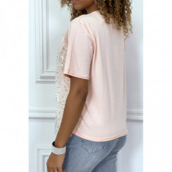 Tee-shirt rose avec effet...