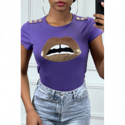 Tee-shirt violet avec...