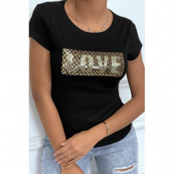 Tee-shirt noir avec inscription " love" dorée