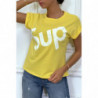 T-shirt jaune à manche revers inscription SUP