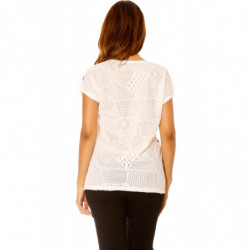 Tee-shirt blanc a pois, dos en dentelle . Femme MC 1737