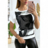 Tee-shirt motif Kim avec strass étoile et voile sur le visage