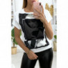 Tee-shirt motif Kim avec strass étoile et voile sur le visage