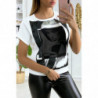 Tee-shirt motif Kim avec strass étoile et voile sur le visage