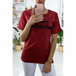 Tee-shirt long rouge en...