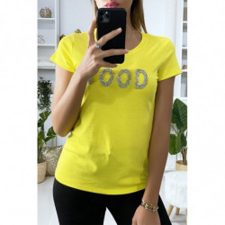 T-shirt jaune en coton avec...