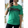 T-shirt vert avec écriture GLEAN MONEY