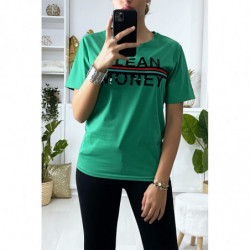 T-shirt vert avec écriture GLEAN MONEY