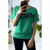 T-shirt vert avec écriture GLEAN MONEY