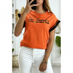 Tee shirt corail over size avec écriture Los Angels