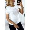 T-shirt blanc avec strass au buste