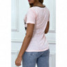 Tee shirt rose imprimé avec fermeture eclair