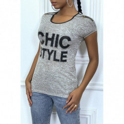 Tee-shirt taupe avec...