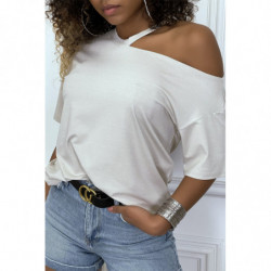 Tee-shirt beige avec epaule...