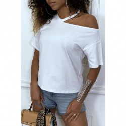 Tee-shirt blanc avec epaule...